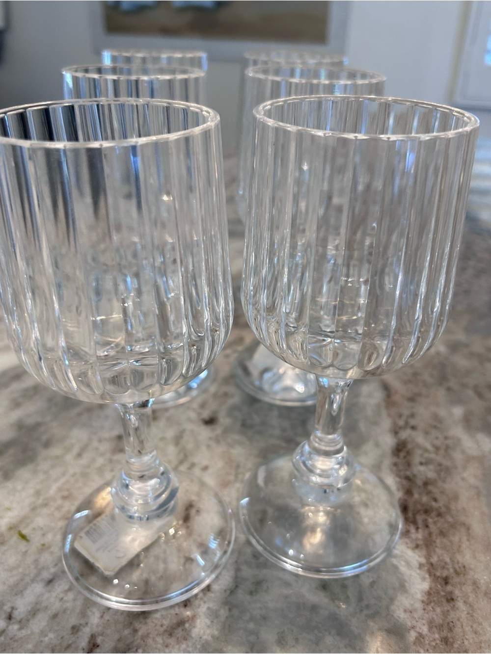Set of 6 Acrylic  fluted water or wine Glasses - Set of 6.
Indoor & Outdoor.
